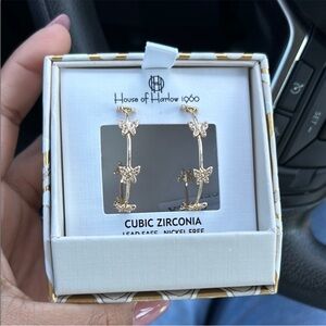 House of Harlow 1960 Gold Elegant Butterfly Drop Earrings